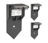 ledscom.de 3 pzas Toma de jardín Pilar POXO para Exterior, IP65, 2 vías, Acero Inoxidable, Antracita/Negro, Angular, 40 cm