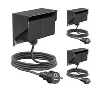 ledscom.de 3 tomas de corriente PIWI para montaje en superficie, para exteriores, con cable de 2 m, IP44, doble, color antracita, horizontal