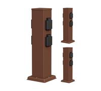 ledscom.de 3 Tomas de jardín Columna Polly para Exteriores, IP44, 4 vías, Acero Inoxidable, marrón, Cuadrada, 40 cm