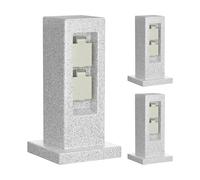 ledscom.de 3 Tomas de jardín Pilar Pock para Exterior, IP44, 2 vías, Gris (Aspecto Piedra), Angular, 30 cm