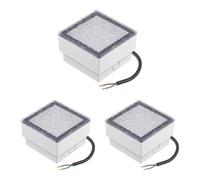 ledscom.de 3x Empotrable de suelo para adoquines CUS para exteriores, IP67, angular, 10 x 10cm, blanco frío