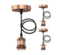ledscom.de 3x lámpara colgante RETRA, cable textil, bronce mate, 1x E27 máx. 60W