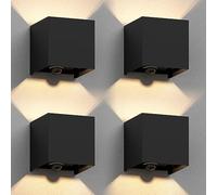 ledscom.de 4 apliques de pared CUBEL para exterior, IP65, iluminación ascendente/descendente, sensor de movimiento, negro mate, cuadrados, 1x G9 máx. 10 W