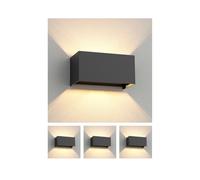 ledscom.de 4 apliques de pared CUBEL para exterior, IP65, iluminación hacia arriba y hacia abajo, antracita mate, rectangulares, 2x G9, máx. 10 W
