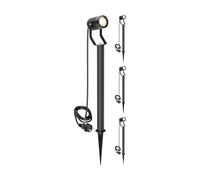 ledscom.de 4 focos de jardín SHINGA con pincho de suelo y base de 40 cm para exteriores, IP65, enchufe, negro, incl. lámpara LED GU10 1103lm, blanco cálido