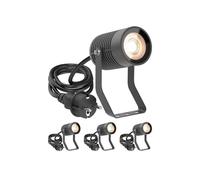 ledscom.de 4 focos de jardín SHINGA para exteriores, IP65, enchufe, antracita, 1x GU10 máx. 15W