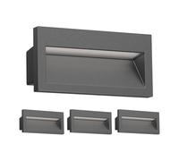 ledscom.de 4 LED aplique empotrable NOLA, downlight para exteriores, IP54, antracita mate, 140 x 70mm, blanco cálido