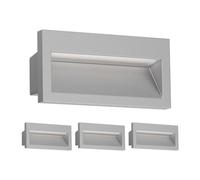 ledscom.de 4 LED aplique empotrable NOLA, downlight para exteriores, IP54, gris mate, 140 x 70mm, blanco cálido