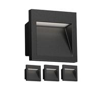 ledscom.de 4 LED aplique empotrable NOLA, downlight para exteriores, IP54, negro mate, 90 x 90mm, blanco cálido