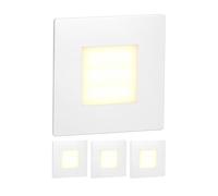 ledscom.de 4 LED luz de escalera/luz de pared empotrada FEX para interior y exterior, angular, 85 x 85mm, blanco cálido