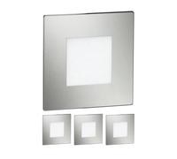 ledscom.de 4 LED luz de escalera/luz de pared empotrada FEX para interiores y exteriores, angular, acero inoxidable, 85 x 85mm, azul