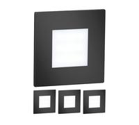 ledscom.de 4 LED luz de escalera/plafón empotrado FEX para interior y exterior, angular, negro, 85 x 85mm, blanco frío