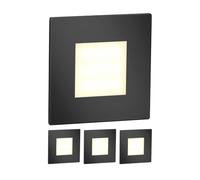 ledscom.de 4 LED luz de escalera/plafón empotrado FEX para interior y exterior, angular, negro, 85 x 85mm, blanco cálido