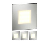 ledscom.de 4 LED luz de escalera/plafón empotrado FEX para interiores y exteriores, angular, acero inoxidable, 85 x 85mm, blanco cálido