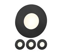 ledscom.de 4 LED luz de escalera/plafón empotrado FEX para interiores y exteriores, redondo, negro, 85mm Ø, blanco cálido