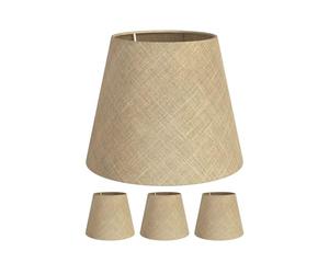 ledscom.de 4 pantallas de lámpara, lino, yute, cáñamo, tejido, tela, beige natural, 200 mm de diámetro