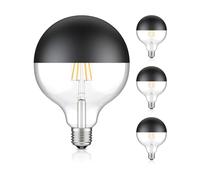 ledscom.de 4 piezas bombilla LED E27, G125, blanco cálido (2700 K), 6,7 W, 660lm, espejo de cabeza (negro)