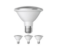 ledscom.de 4 piezas bombilla LED E27, PAR30 cuello corto, blanco (4200 K), 13 W, 1025lm, 43°, espejo reflector (plateado)