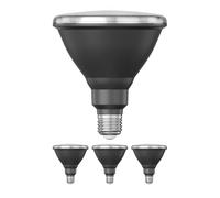ledscom.de 4 piezas bombilla LED E27, PAR38 cuello corto, blanco cálido (2700 K), 15,9 W, 1279lm, 43°, espejo reflector (plateado)