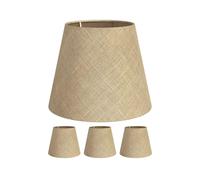 ledscom.de 4 piezas pantalla, lino, yute, cáñamo, textil, tela, beige-natural, 200mm Ø
