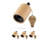 ledscom.de 4 piezas portalámpara E27 KIVO de madera auténtica, descarga de tracción, portalámpara colgante DIY, 230V CA, máx. 60W