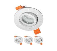 ledscom.de 4 pzas. marco empotrable en techo baño ERID, antihumedad, baño, IP44, redondo, orientable, blanco mate