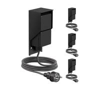 ledscom.de 4 tomas de corriente PIWI para montaje en superficie, para exteriores, con cable de 2 m, IP44, doble, negro, vertical