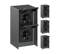 ledscom.de 4 uds. caja de enchufe de superficie STEDDA, IP44, acero inoxidable - caja de enchufe de pared resistente a la intemperie, antracita, vertical, con 2 tomas para jardín, terraza y