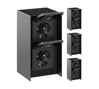 ledscom.de 4 uds. caja de enchufe de superficie STEDDA, IP44, acero inoxidable - caja de enchufe de pared resistente a la intemperie, negra, vertical, con 2 tomas para jardín, terraza y exteriores