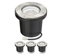 ledscom.de 4 uds. Lámpara empotrable de suelo BOFU para exteriores giratoria redonda de acero inoxidable IP67 150mm Ø incl. lámpara LED (blanco cálido, 2.339W, 227lm, 110°)
