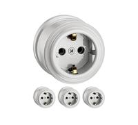ledscom.de 4 uds. toma de corriente de superficie porcelana PORS, blanco brillante, redonda, ⌀ 65 mm