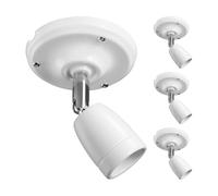 ledscom.de 4 unid. plafón/portalámpara ELEPO, porcelana, acero, blanco brillante, 1x E27 máx. 40W