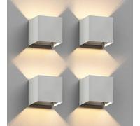 ledscom.de 4 x Aplique CUBEL para exterior, IP65, up/downlight, blanco mate, cuadrado, 1x G9 máx. 10W