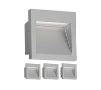 ledscom.de 4x Aplique empotrable LED NOLA, downlight para exteriores, IP54, gris mate, 90 x 90mm, blanco cálido