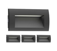 ledscom.de 4x Aplique empotrable LED ZIBAL, downlight para exteriores, IP65, negro mate, 140 x 70mm, 3,3 W, 223lm, blanco frío