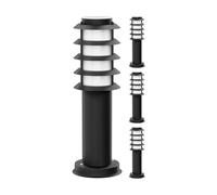ledscom.de 4x Bolardo PORU para exterior, IP44, rejilla, 39cm, negro, incl. lámpara E27 471lm, blanco extra cálido