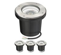 ledscom.de 4x Lámpara empotrable de suelo BOFU para exteriores orientable redonda de acero inoxidable IP67 150mm Ø incl. lámpara LED 5.473W 468lm 30° blanco cálido