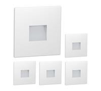 ledscom.de 5 LED luz de escalera/luz de pared empotrada FOW para interior y exterior, downlight, angular, 85 x 85mm, blanco cálido