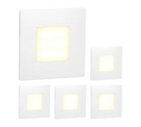 ledscom.de 5 LED luz de escalera/luz empotrada de pared FEX para interior y exterior, angular, 85 x 85mm, blanco cálido