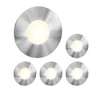 ledscom.de 5 LED luz de escalera/plafón empotrable FEX para interiores y exteriores, redondo, acero inoxidable, 85mm Ø, blanco cálido