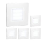 ledscom.de 5 LED luz de escalera/plafón empotrado FEX para interior y exterior, angular, 85 x 85mm, blanco frío