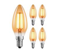 ledscom.de 5 piezas E14 Bombilla LED, vela, blanco extra cálido (2500 K), 4,1 W, 458lm, dorada