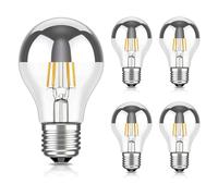 ledscom.de 5 piezas LED E27 lámpara de cabeza de espejo A60 2700K blanco cálido 399lm 4,3W 230V - bombilla de cabeza plateada - no regulable