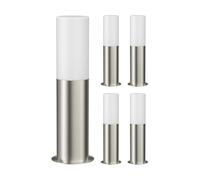 ledscom.de 5 piezas luz de camino/luz de bolardo GROPO para exteriores con cubierta de cristal auténtico de primera calidad - resistente a los rayos UV, no amarillea, IP44, 41 cm, acero inoxidable