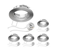 ledscom.de 5 piezas marco empotrable de techo FERE marco empotrable cromo mate (LED/Halógeno/GU10/MR16/PAR16/50mm) incl. casquillo GU10