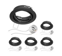 ledscom.de 5 piezas marco empotrable de techo FERE marco empotrable negro mate orientable (LED/Halógeno/GU10/MR16/PAR16/50mm) incl. casquillo GU10