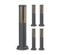 ledscom.de 5 pzas. luz de camino/luz de bolardo/luz de jardín PORU para exteriores, aspecto ahumado, IP44, 38,5 cm, antracita, 1x E27 máx. 40W