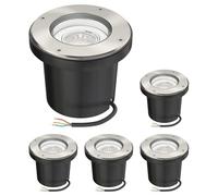 ledscom.de 5 uds. Lámpara empotrable de suelo BOFU para exteriores giratoria redonda de acero inoxidable IP67 150mm Ø incl. lámpara LED (blanco cálido, 2.339W, 227lm, 110°)