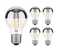 ledscom.de 5x E27 Bombilla LED, A60, blanco (3900 K), 6,6 W, 646lm, espejo de cabeza (plateado)