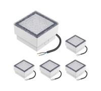 ledscom.de 5x Empotrable de suelo para adoquines CUS para exteriores, IP67, angular, 10 x 10cm, blanco cálido